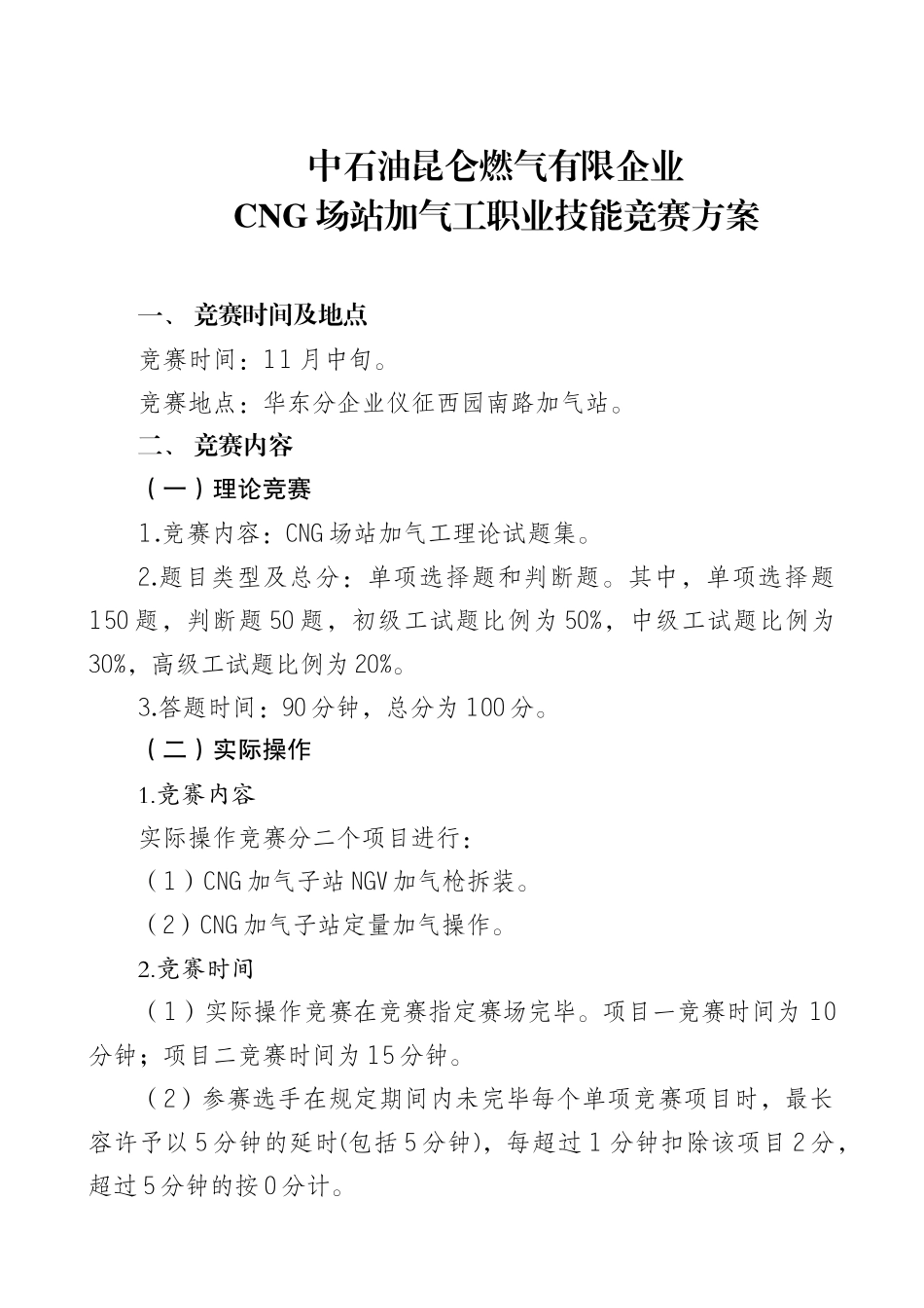 2025年专题资料CNG场站加气工竞赛方案_第1页