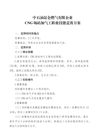 2025年专题资料CNG场站加气工竞赛方案