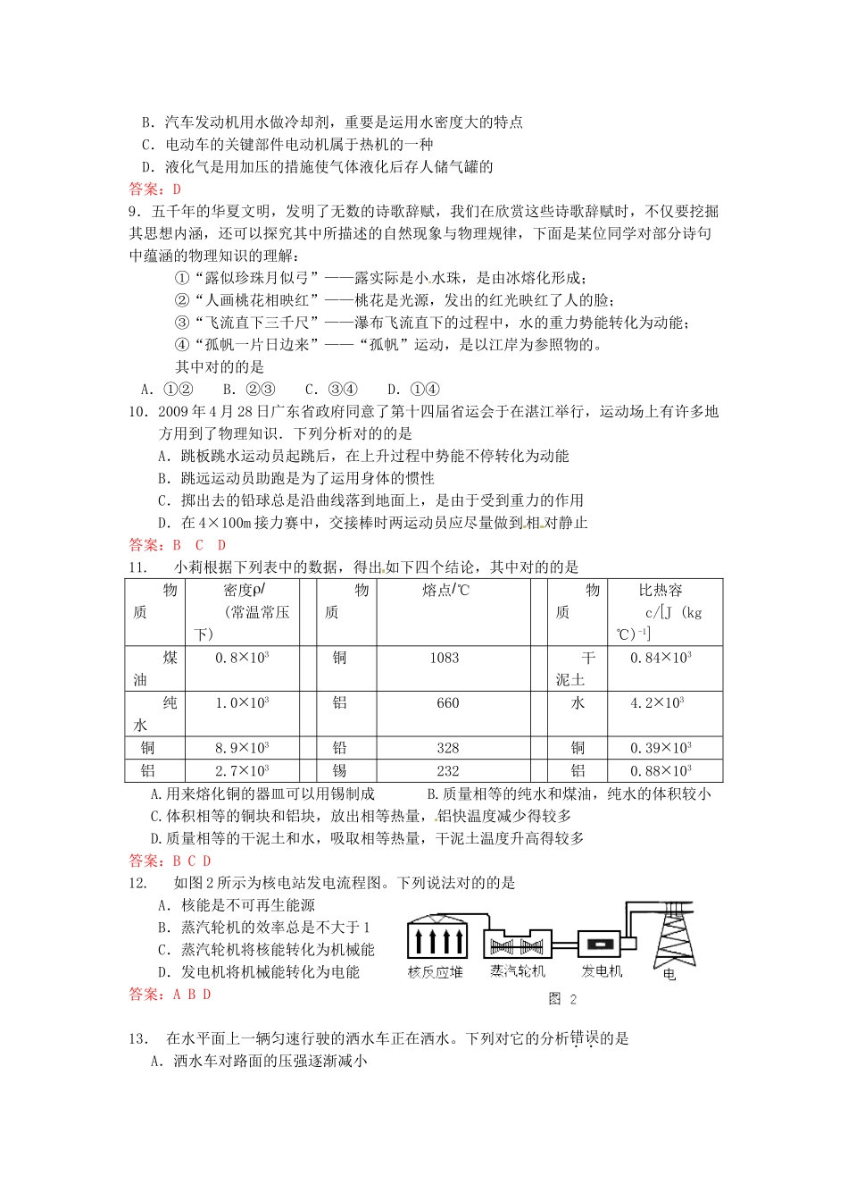 2025年中考物理知识点复习练习选择题_第2页