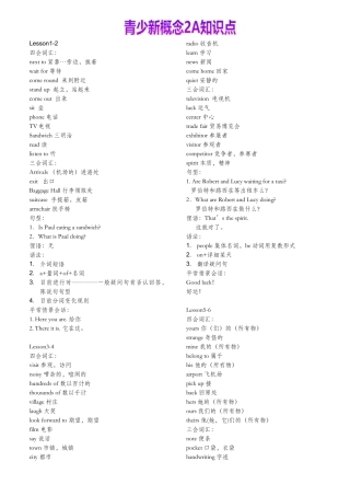 2025年青少新概念2A知识点