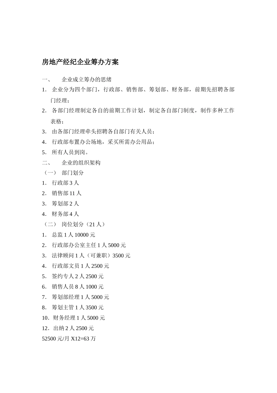 2025年房地产经纪公司筹备方案_第1页