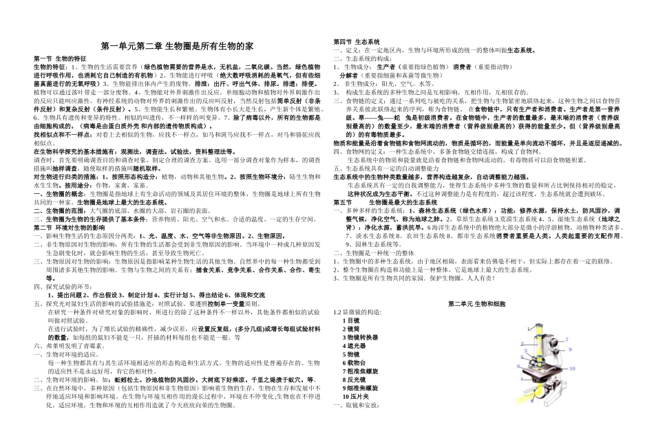 2025年初中生物会考必考知识点汇总_第1页