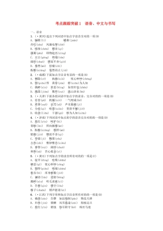 2025年中考语文专题复习与强化训练考点跟踪突破1语音汉字与书写练习