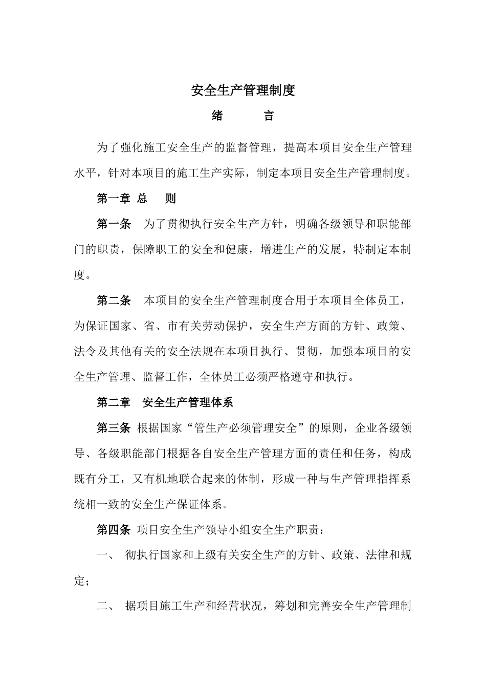 2025年全套项目安全生产管理制度Word文档_第1页