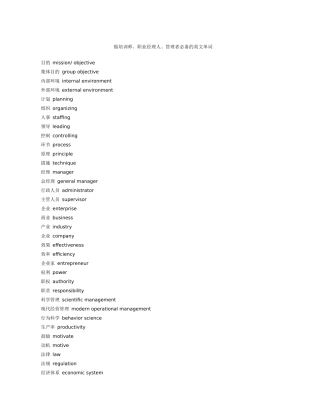 2025年做培训师职业经理人管理者的英文单词