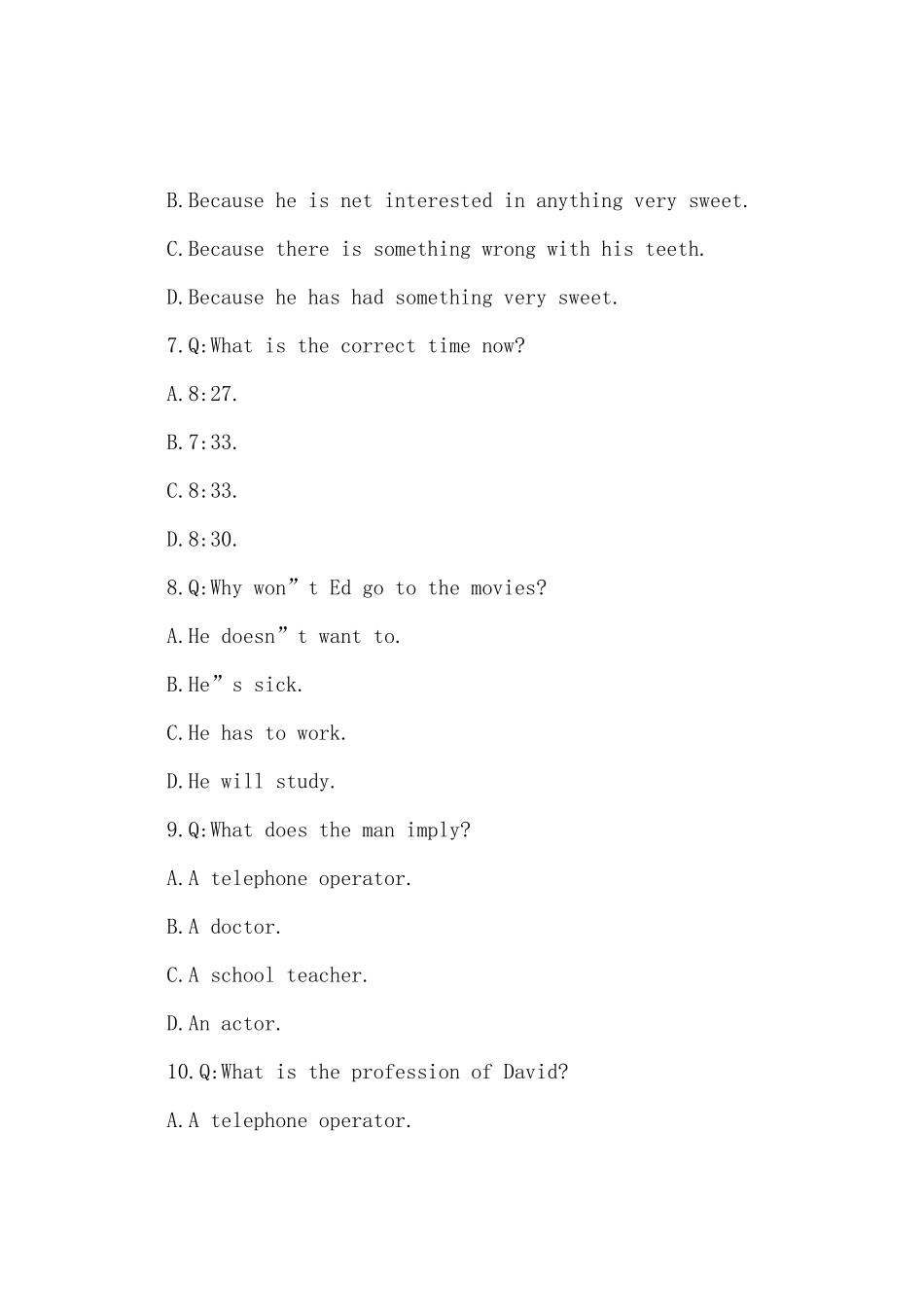 2025年六级考试听力模拟训练题_第3页