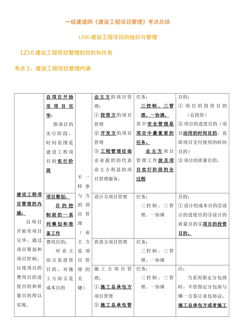 2025年一级建造师《建设工程项目管理》肖国祥顾永才总结_第1页