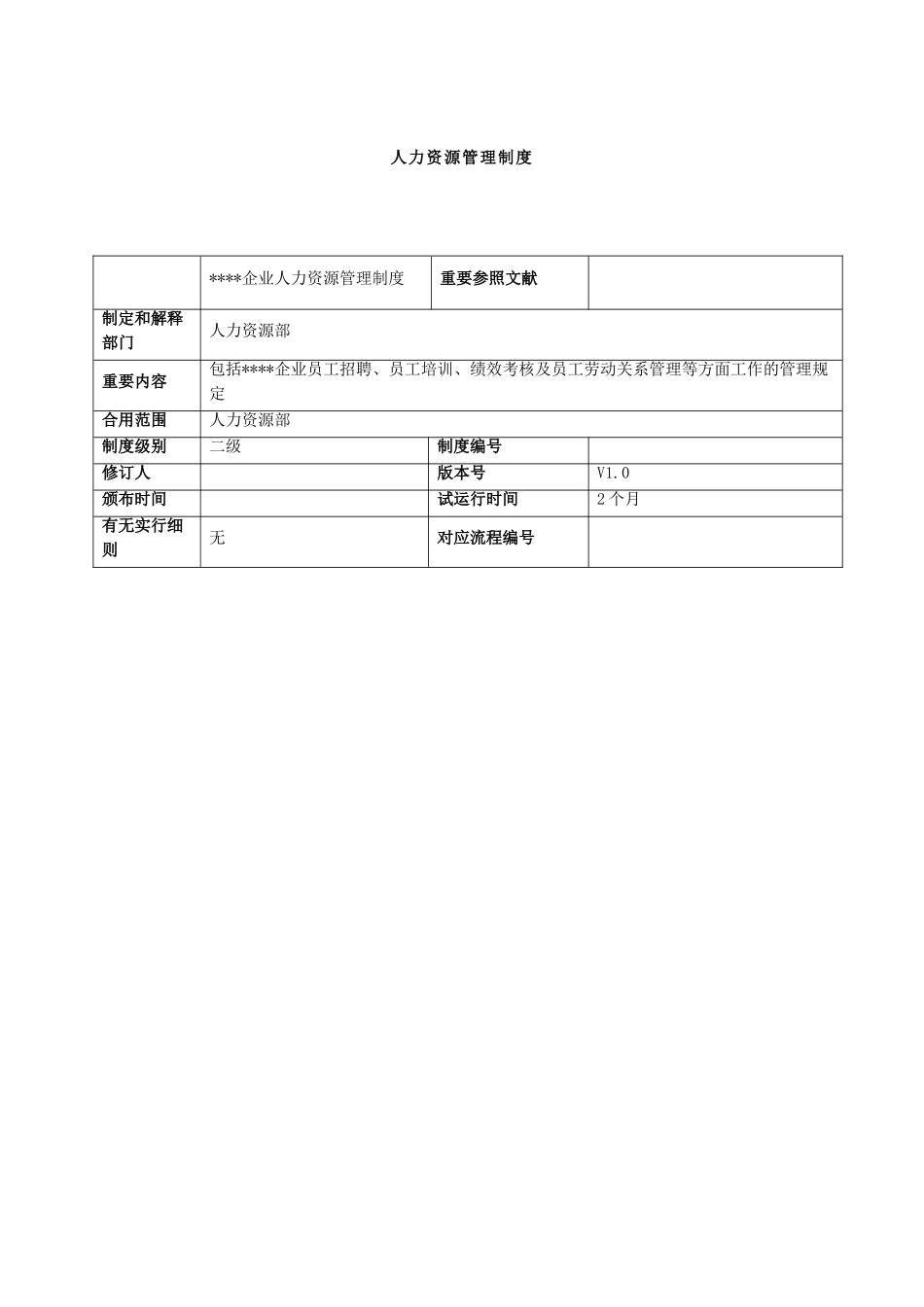 2025年人力资源制度全含人事全套表格_第1页