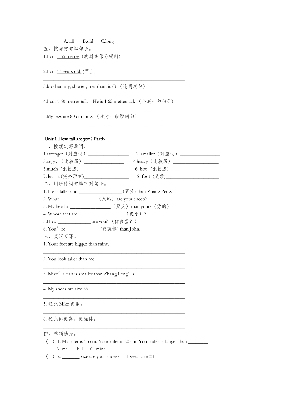 2025年六级英语下册单元复习题新版_第2页