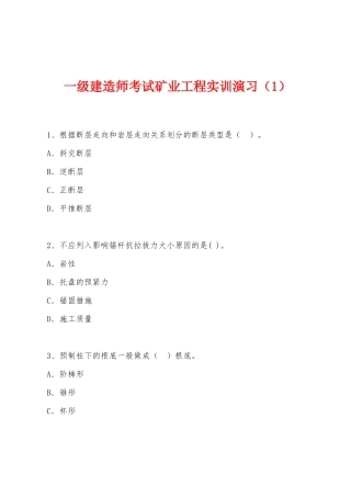 2025年一级建造师考试矿业工程实训演练