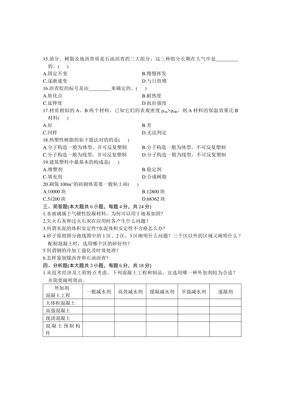 2025年浙江省4月自考建筑材料试题_第3页