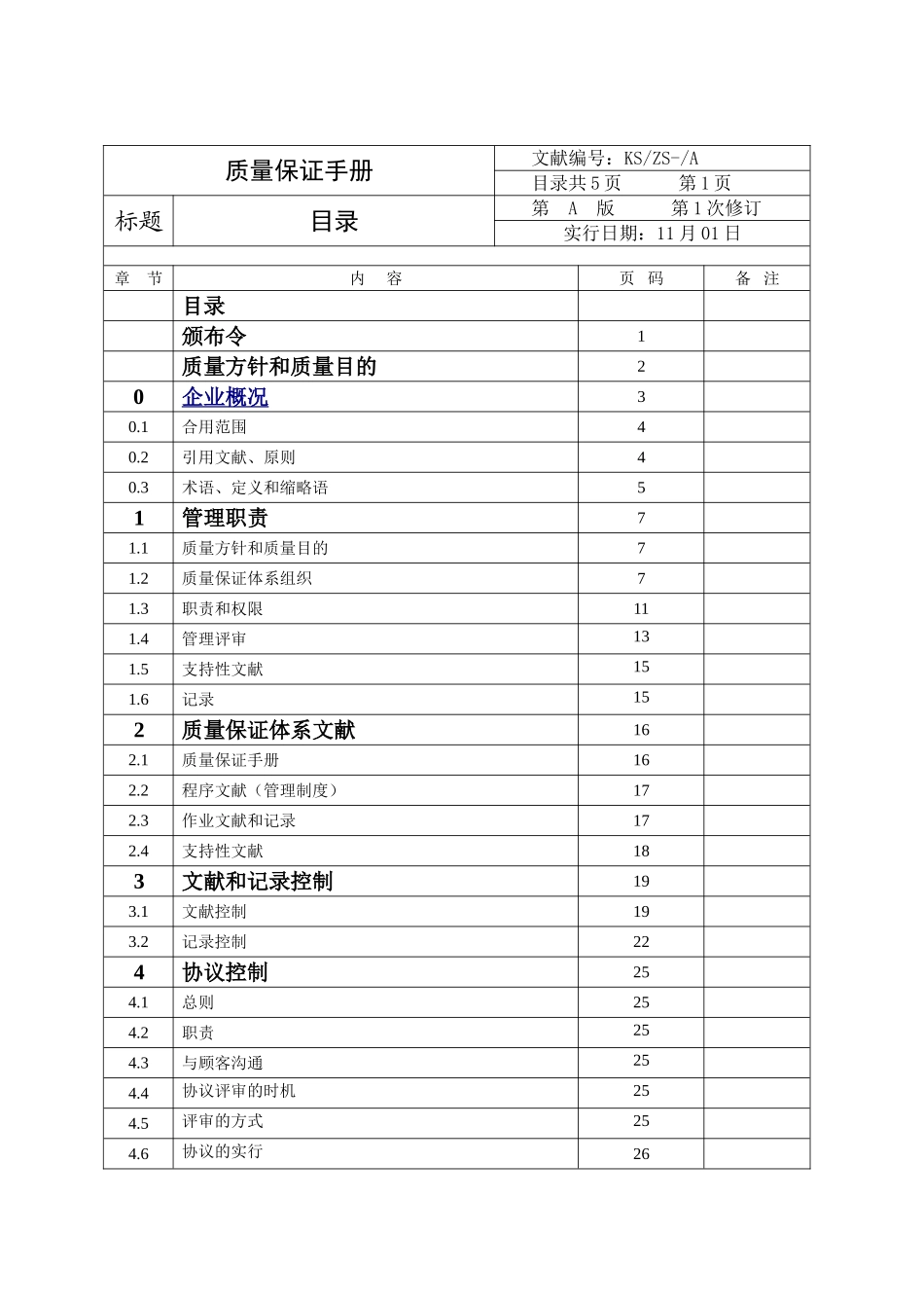 2025年康深楼宇设备有限公司质量保证手册全册_第1页