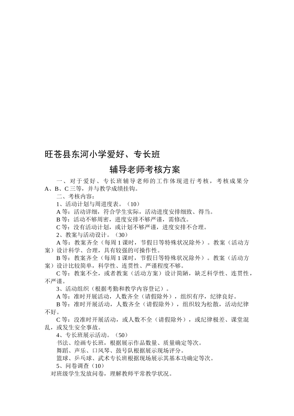 2025年兴趣特长班辅导老师考核方案_第1页