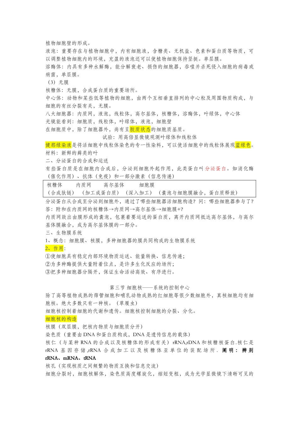 2025年人教版高中生物必修一第三章知识点_第2页