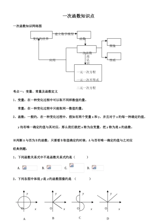 2025年一次函数知识点及典型例题复习