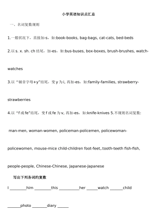 2025年小升初英语知识点归纳总结
