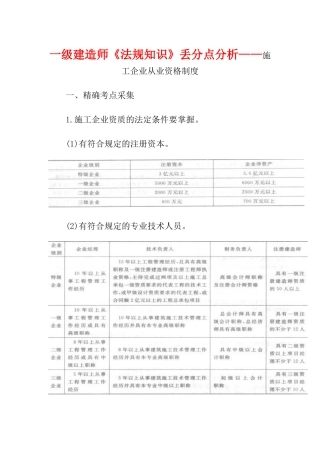 2025年一级建造师《法规知识》丢分点分析施工企业从业资格制度