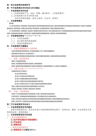 2025年自考市场营销学复习重点含历年考点