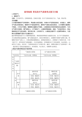 2025年高考地理常见的天气系统考点复习方案