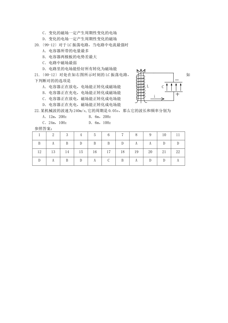2025年高二物理学业水平单元测试第四单元机械振动机械波电磁波_第3页