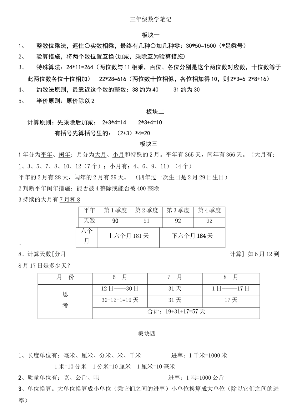 2025年苏教版三年级数学下册总复习笔记讲课稿_第2页