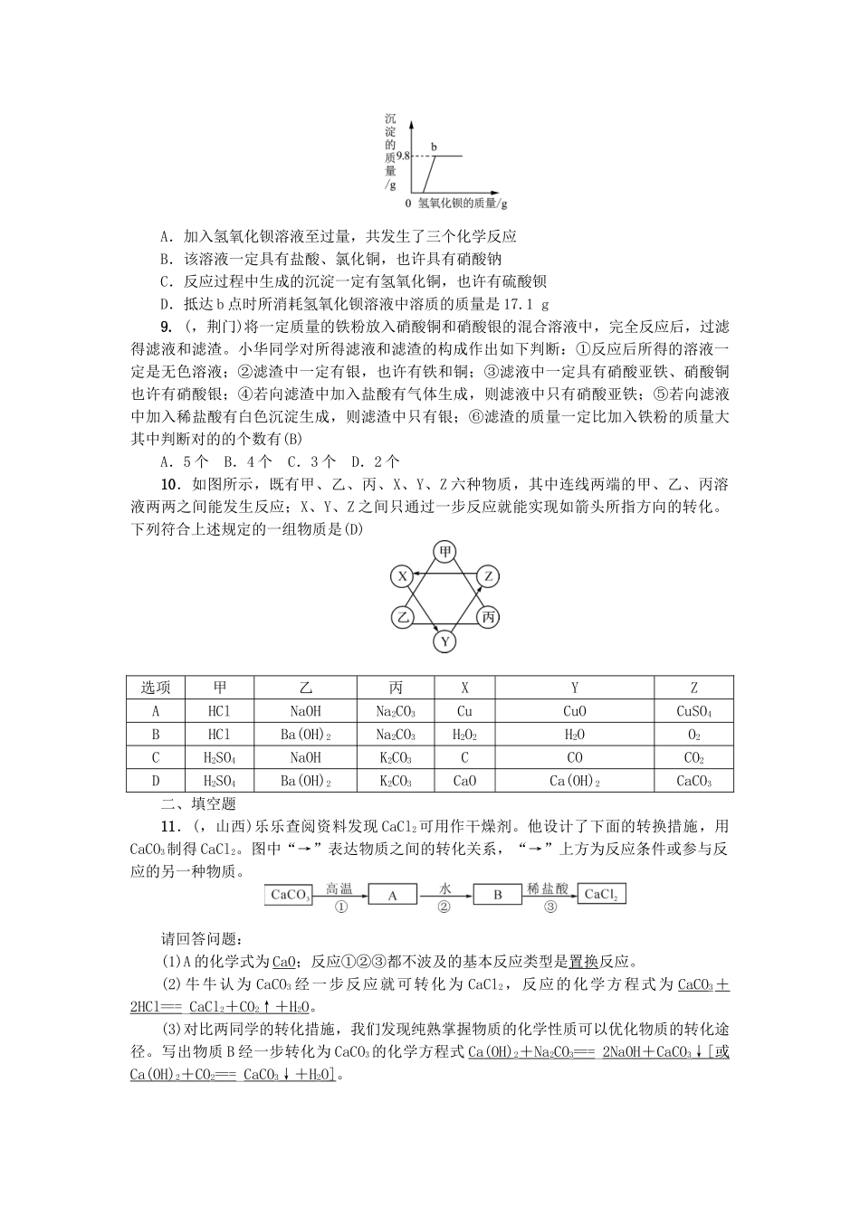 2025年中考化学总复习考点聚焦盐化学肥料试题_第2页