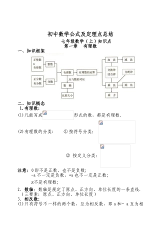 2025年人教版初中数学七年级上知识点总结知识讲解