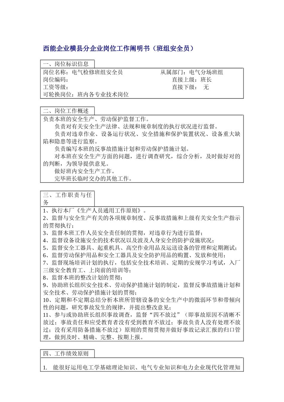 2025年岗位说明书高压班安全员_第1页
