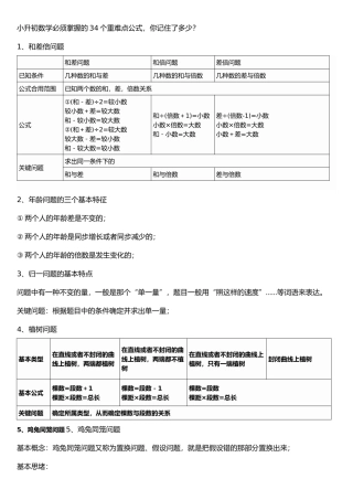 2025年小升初数学必须掌握的34个重难点公式