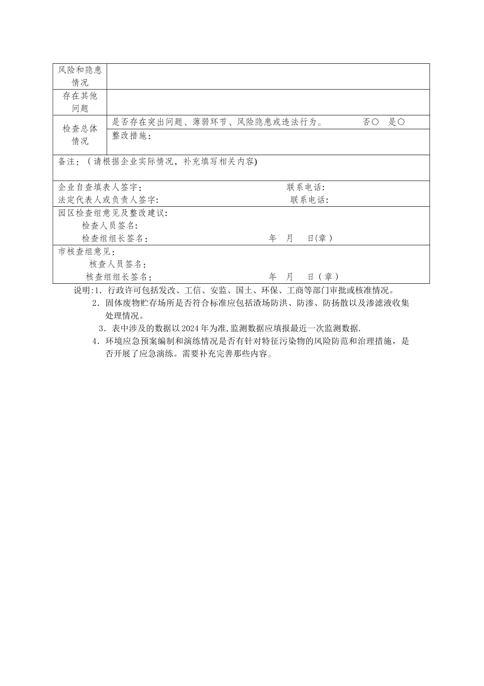 工业园区企业环境风险和安全隐患排查情况表_第3页
