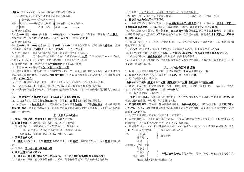 2025年七年级生物下册知识点汇总上课讲义_第3页