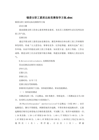 2025年镇委女职工素质达标竞赛指导方案