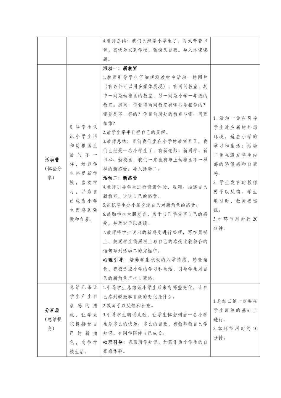 2025年一年级心理健康全册第一单元第一课我上学我骄傲教案鄂教版_第2页