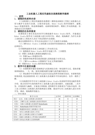 工业机器人工程应用虚拟仿真教程教学提纲