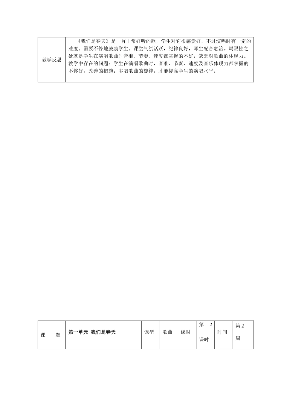 2025年湘教版音乐七年级下册全册教案_第2页
