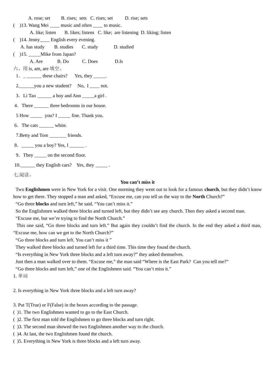 2025年小升初英语专题九一般现在时_第3页
