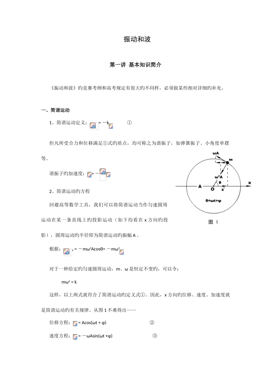 2025年高中物理自主招生教程振动和波_第1页