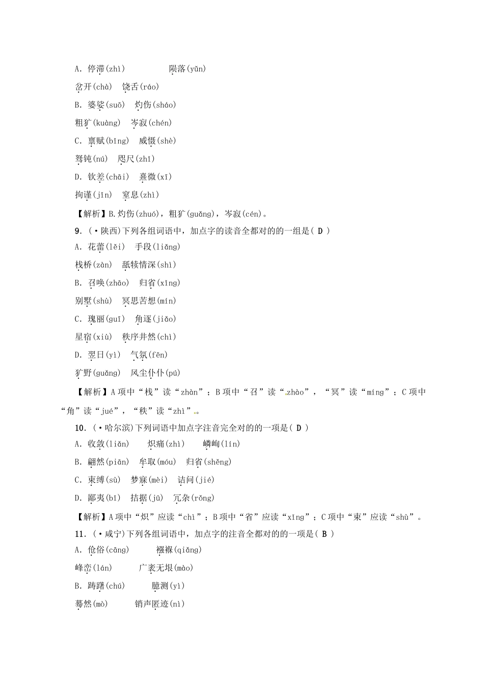 2025年中考语文考点复习考点跟踪突破语音与汉字_第3页