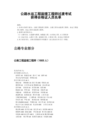2025年公路水运工程监理工程师过渡考试获得合格证人员名单
