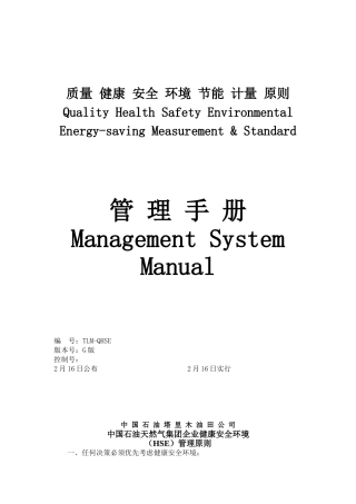 2025年hse管理手册全套
