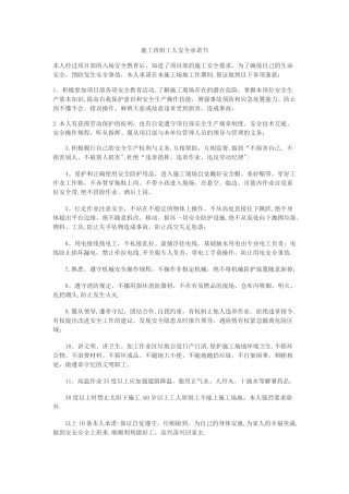 工人安全承诺书