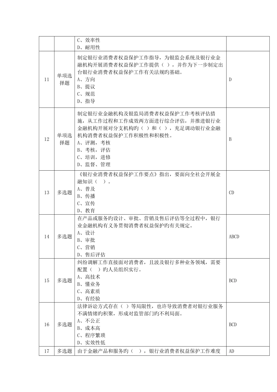 2025年邮储银行银行业消费者权益保护知识考试题库_第2页