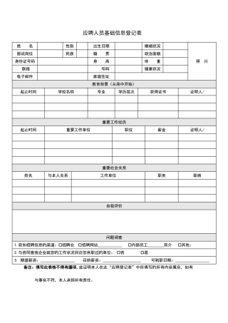 2025年面试人员简历填写模板