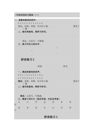 2025年一年级拼音练习题库51021讲课教案
