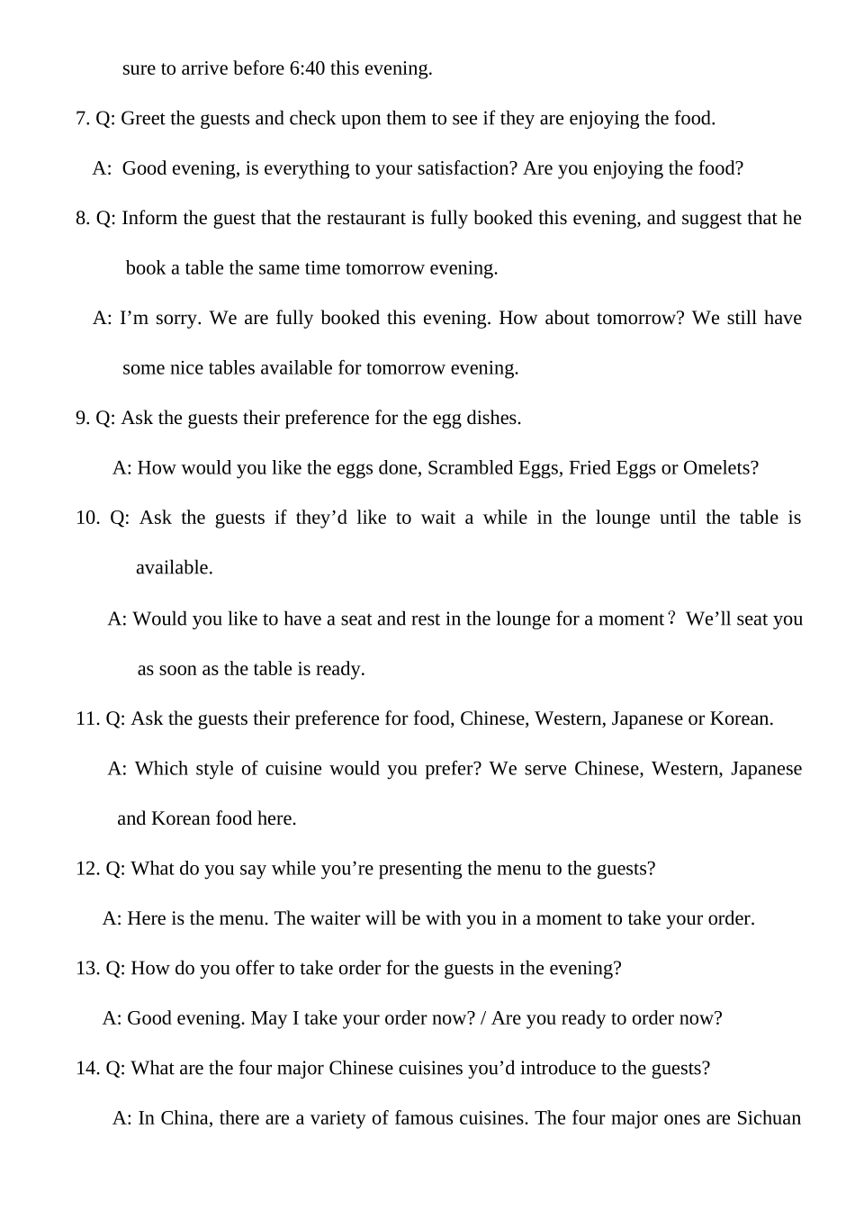 2025年职业院校技能大赛酒店服务赛项中餐宴会摆台项目英语口试题库_第2页