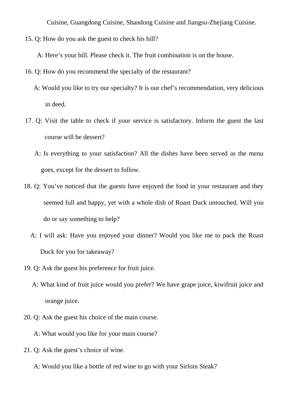 2025年职业院校技能大赛酒店服务赛项中餐宴会摆台项目英语口试题库_第3页