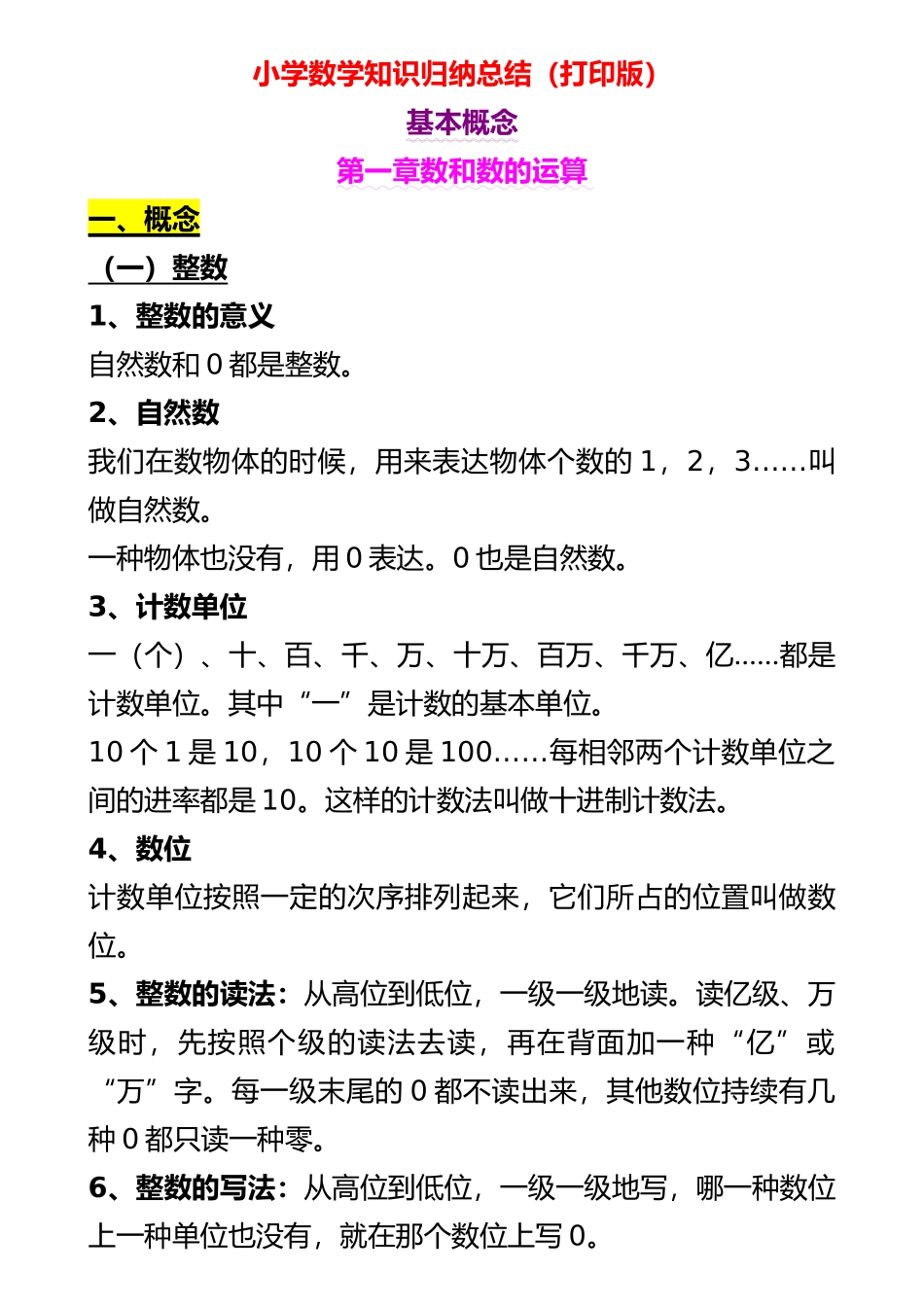 2025年整理小学数学知识点归纳汇总_第2页