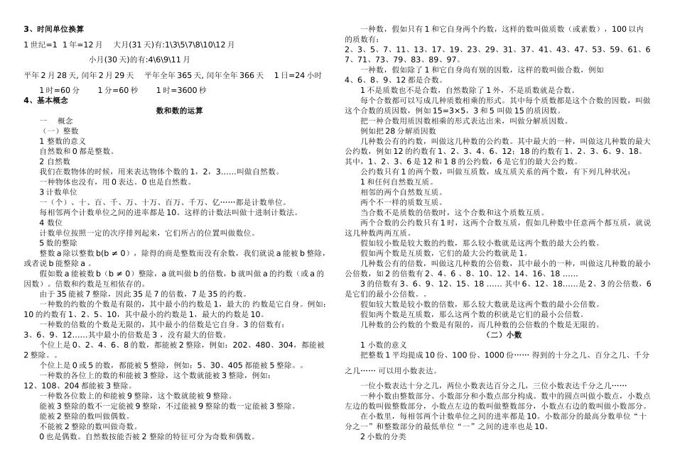 2025年六年级数学总复习知识点归纳讲课稿_第2页
