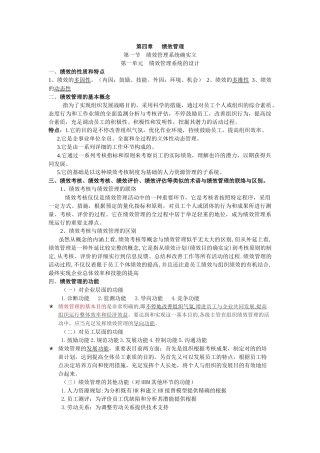 2025年人力资源四级考试第三版绩效管理整理