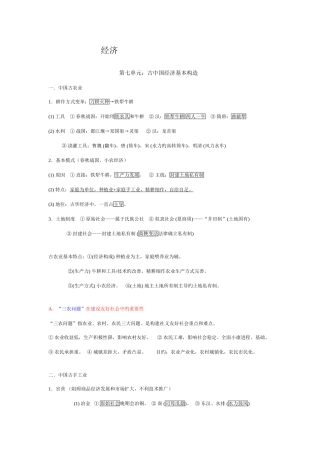 2025年高中历史必修二经济最全知识点与延伸